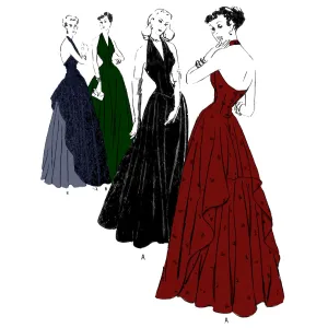 1940s Pattern, Evening/Bridal Gown, Halter Neck Dance Dress - Bust 34” (86cm)