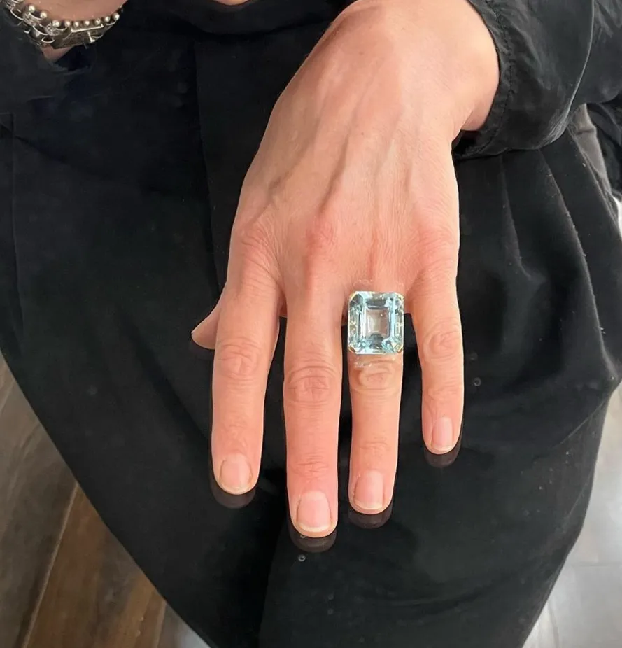 1950s Emerald Cut 38.00ct Aquamarine Ring