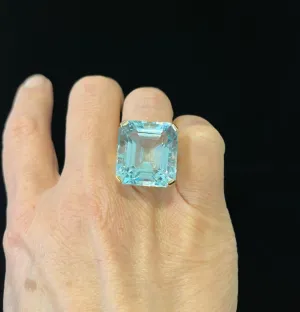 1950s Emerald Cut 38.00ct Aquamarine Ring