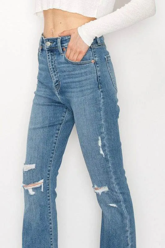 Artemis Vintage High Rise Skinny Bootcut With Release Hem Jeans