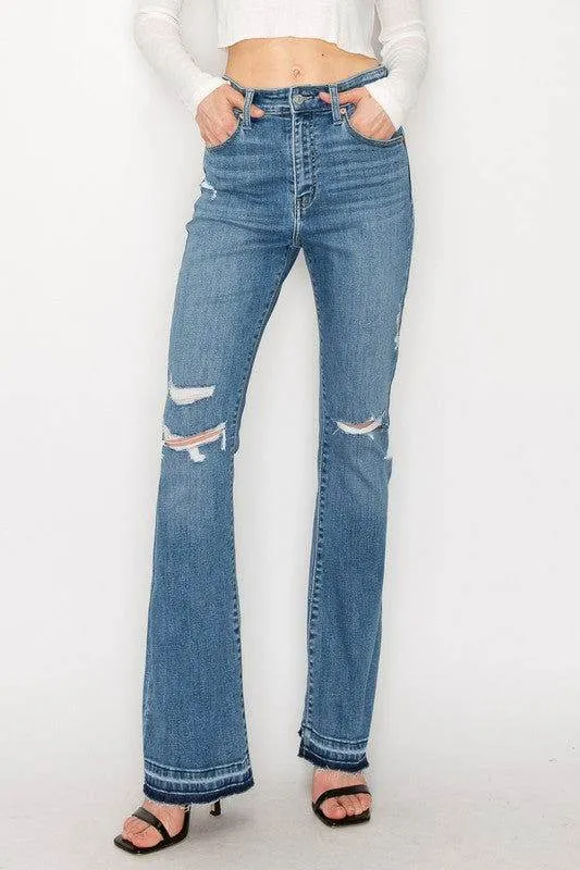 Artemis Vintage High Rise Skinny Bootcut With Release Hem Jeans