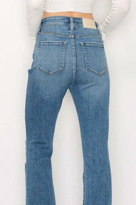 Artemis Vintage High Rise Skinny Bootcut With Release Hem Jeans