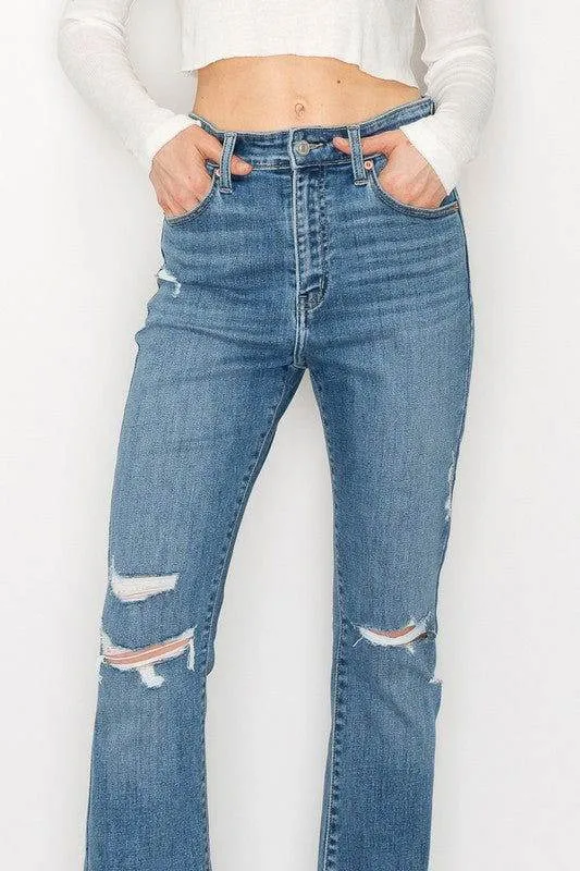 Artemis Vintage High Rise Skinny Bootcut With Release Hem Jeans