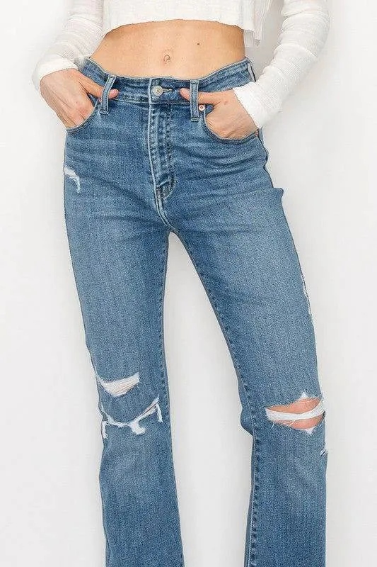 Artemis Vintage High Rise Skinny Bootcut With Release Hem Jeans