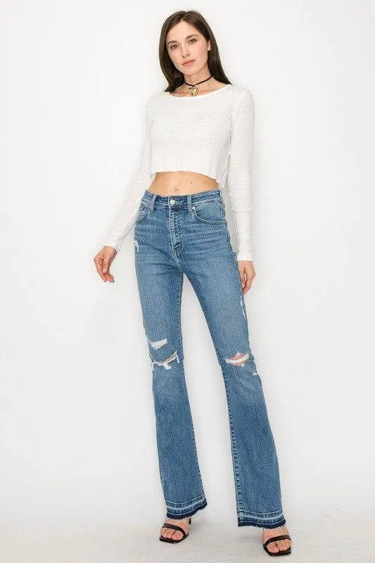 Artemis Vintage High Rise Skinny Bootcut With Release Hem Jeans