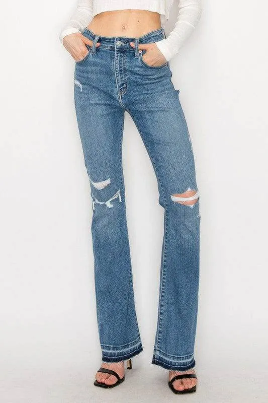 Artemis Vintage High Rise Skinny Bootcut With Release Hem Jeans