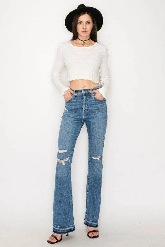 Artemis Vintage High Rise Skinny Bootcut With Release Hem Jeans
