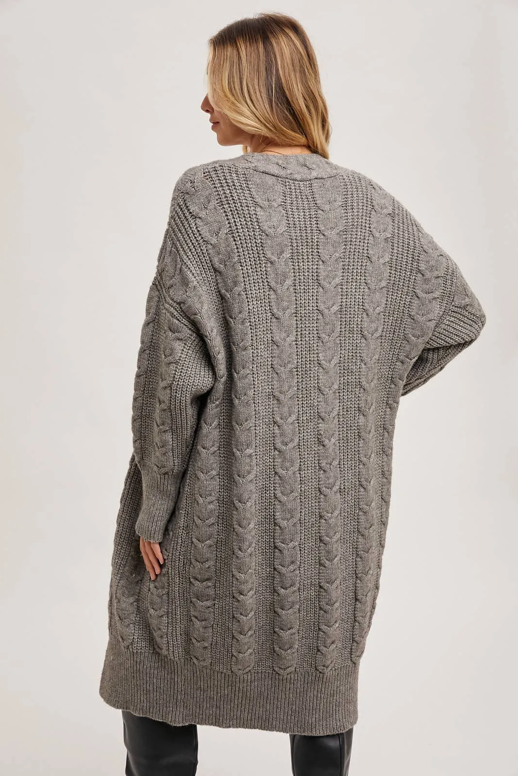 Ash Cable Knit Long Line Cardigan