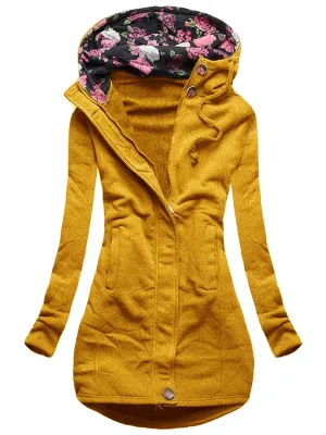 Autumn And Winter Ladies Casual Hooded Printed Jacket