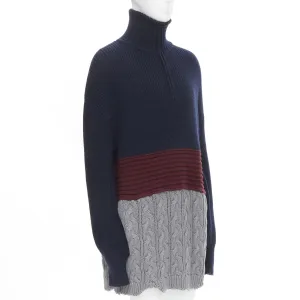 BALENCIAGA 2019 Runway 3 layered cable knit distressed oversized sweater S