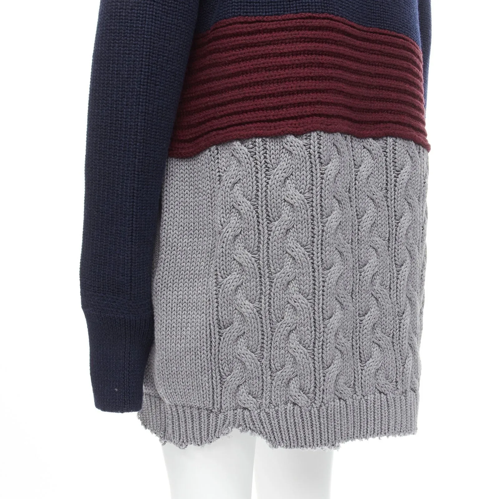 BALENCIAGA 2019 Runway 3 layered cable knit distressed oversized sweater S
