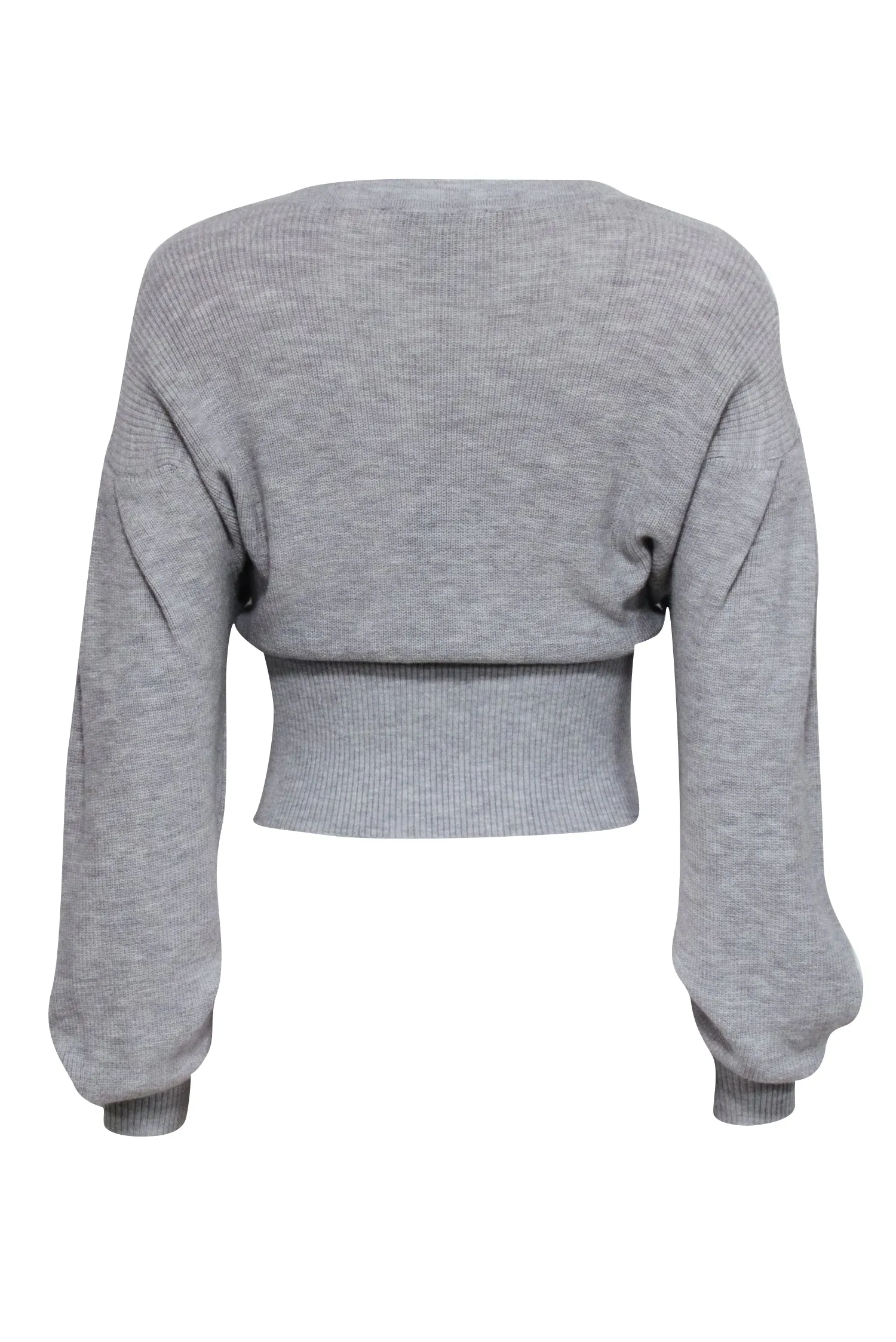 BCBG Max Azria - Light Heather Grey Lace-Up Sweater Sz S