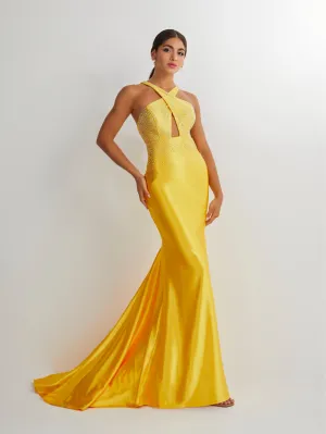 Beaded Spandex Halter Keyhole Gown by Studio 17 12894