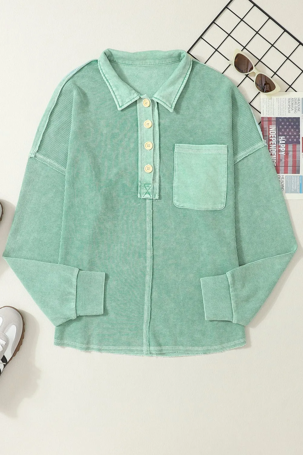Button-Down Plaid Shirt Jacket