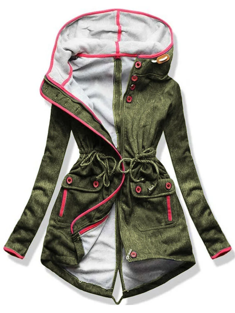 Casual Women'S Hooded Drawstring Jacket