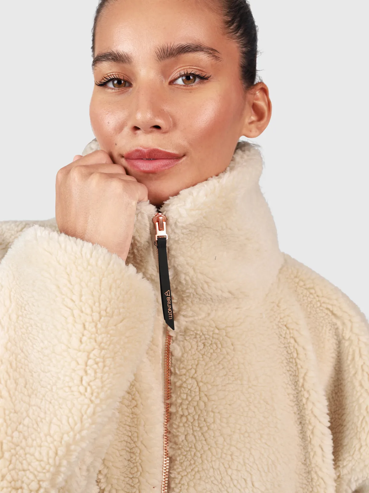 Cervinia Women Long Oversized Teddy Fleece Jacket | Canvas