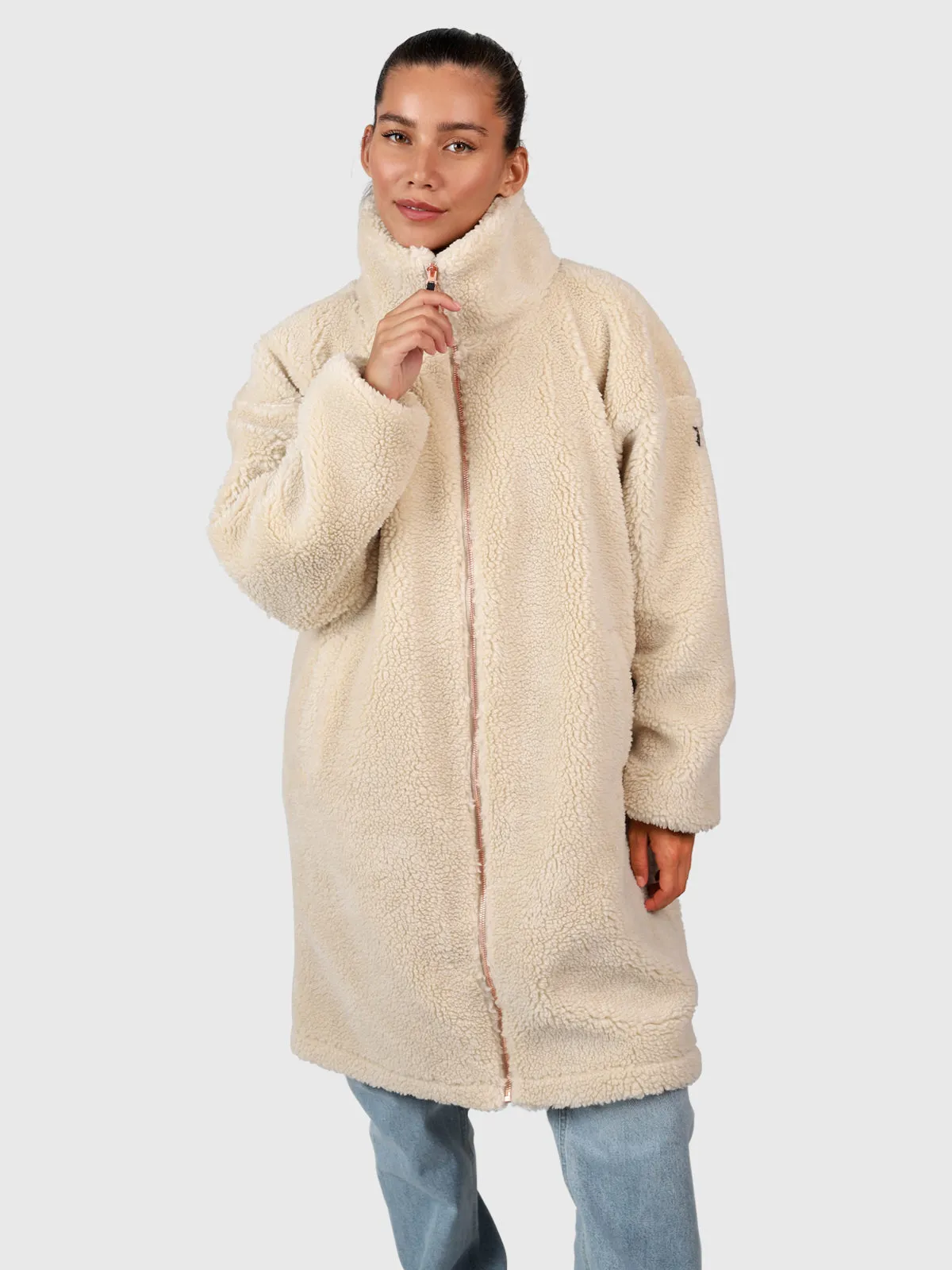 Cervinia Women Long Oversized Teddy Fleece Jacket | Canvas