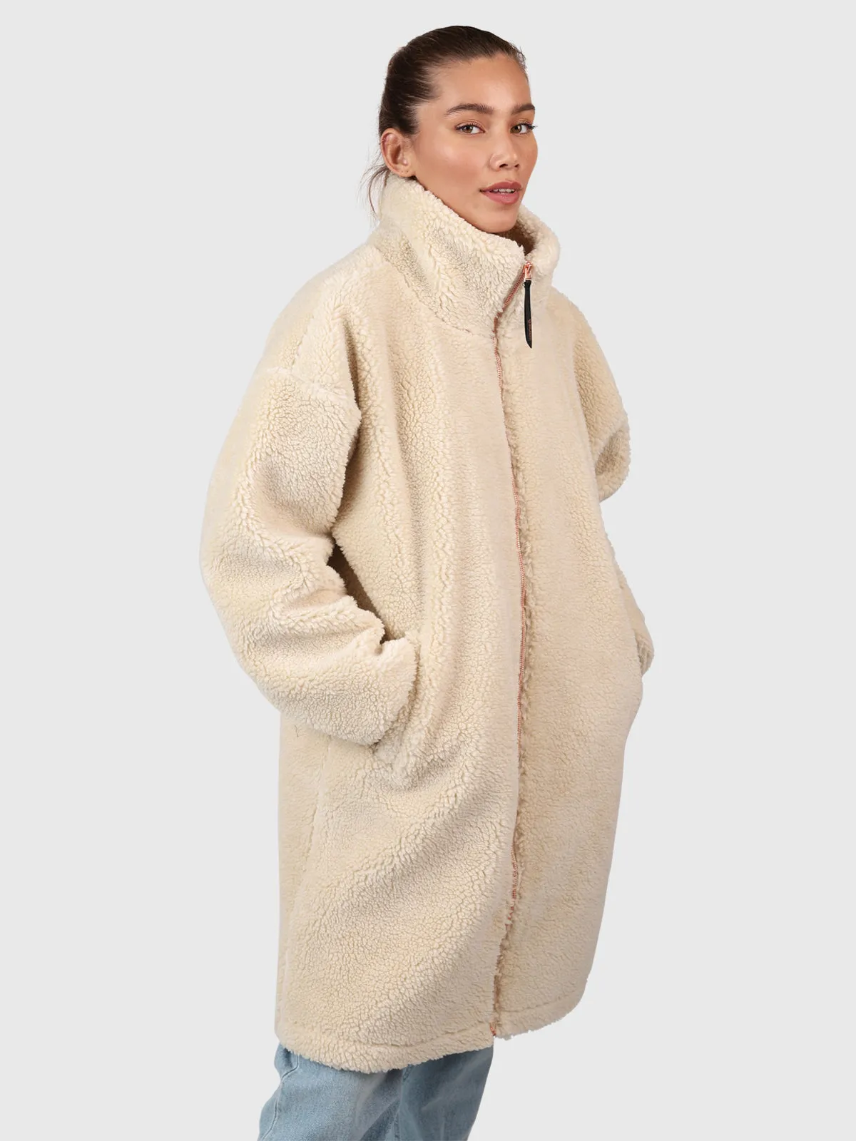 Cervinia Women Long Oversized Teddy Fleece Jacket | Canvas