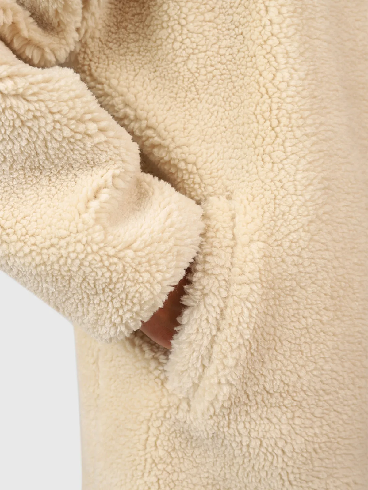 Cervinia Women Long Oversized Teddy Fleece Jacket | Canvas