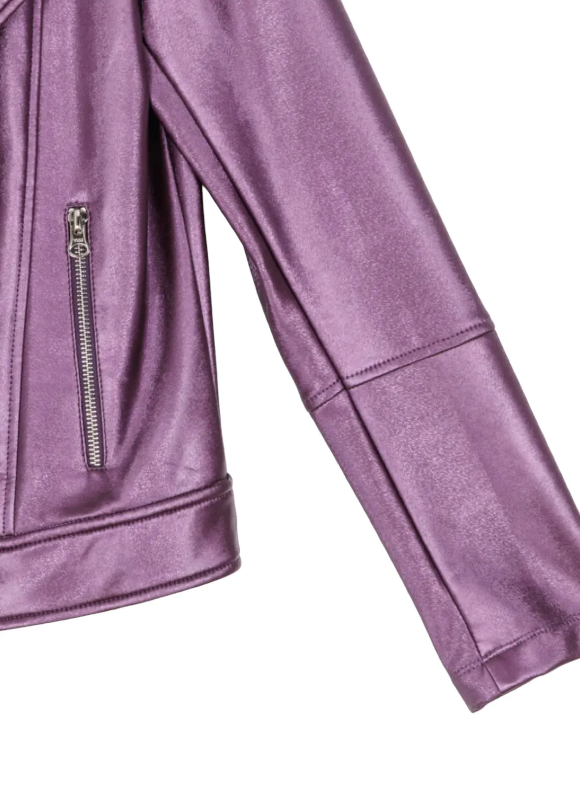 CLARA SUNWOO JKBKSH Liquid Sheen- Plush Moto Zip Jacket