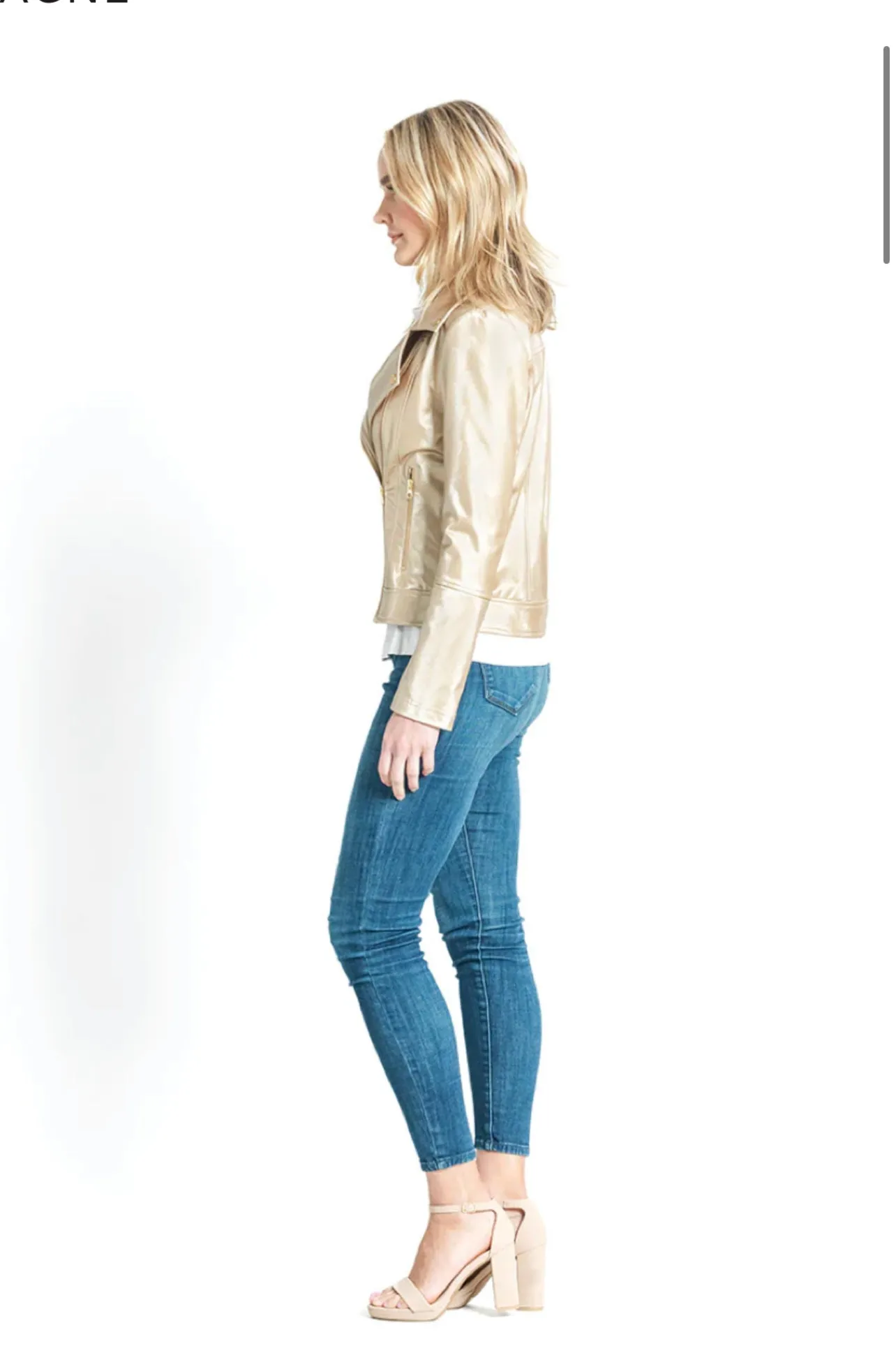 CLARA SUNWOO JKBKSH Liquid Sheen- Plush Moto Zip Jacket