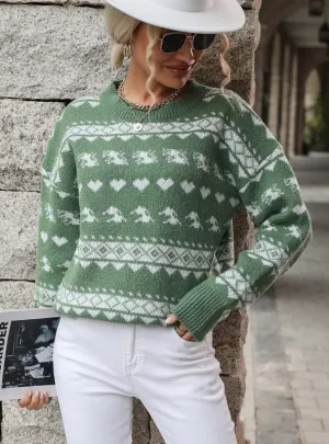Contrast Christmas Pullover Sweater