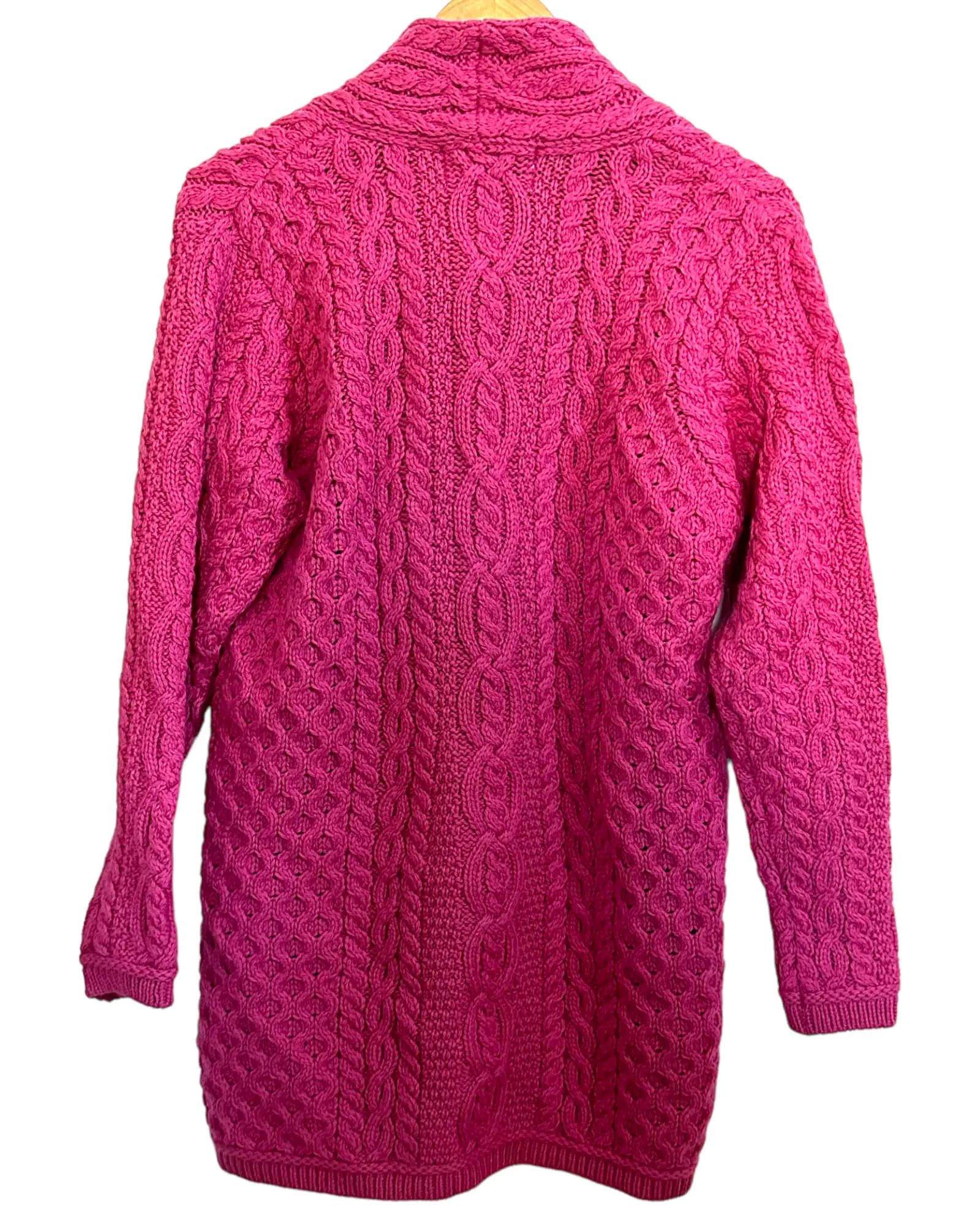 Cool Summer Fuchsia Cable Knit Wool Sweater Jacket