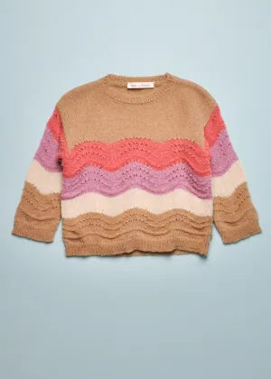 CROCHET SWEATER - CAPPUCCINO/MAUVE
