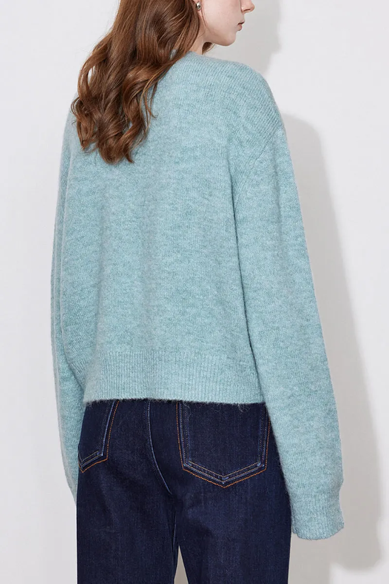 Cute Wool Blend Crewneck Pullover Sweater with Puss in Boots