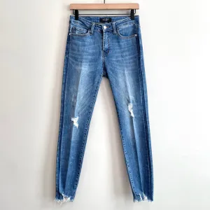 Distressed Raw Hem Skinny Jeans