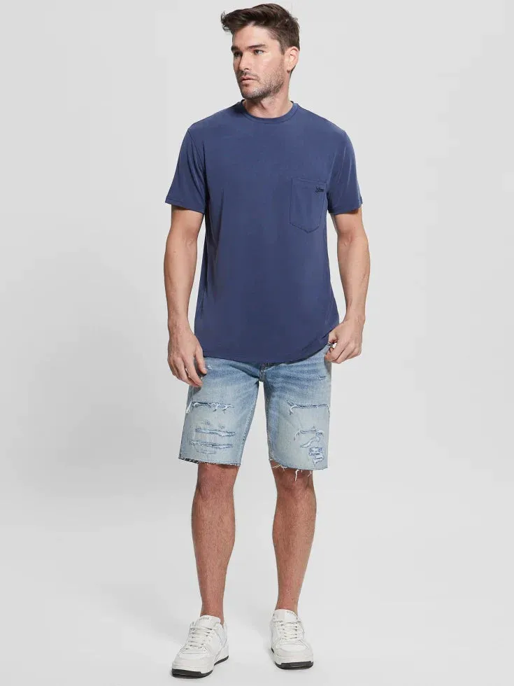 DISTRESSED REGULAR FIT DENIM SHORTS