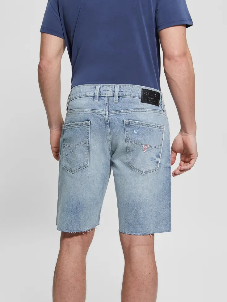 DISTRESSED REGULAR FIT DENIM SHORTS
