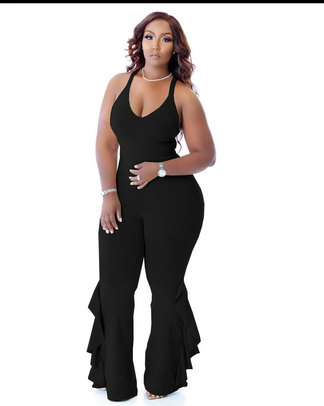 Fashion ruffled jumpsuit AY3068