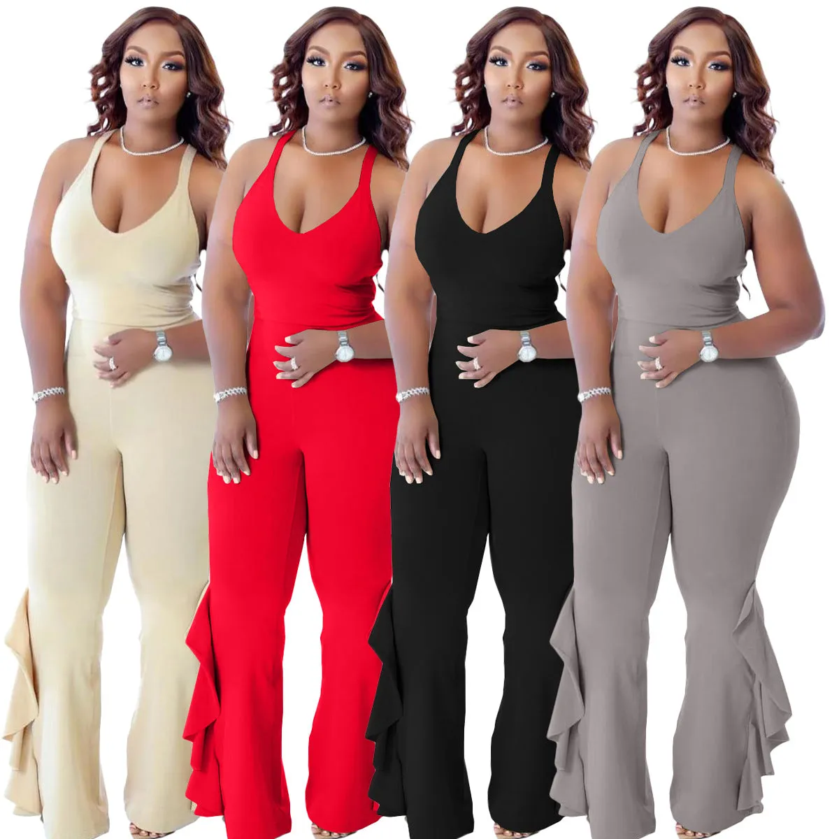 Fashion ruffled jumpsuit AY3068