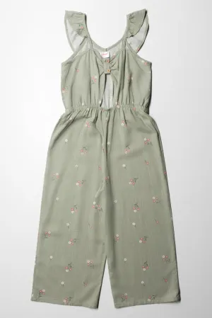 Floral Jumpsuit With Cut Out Detail Green