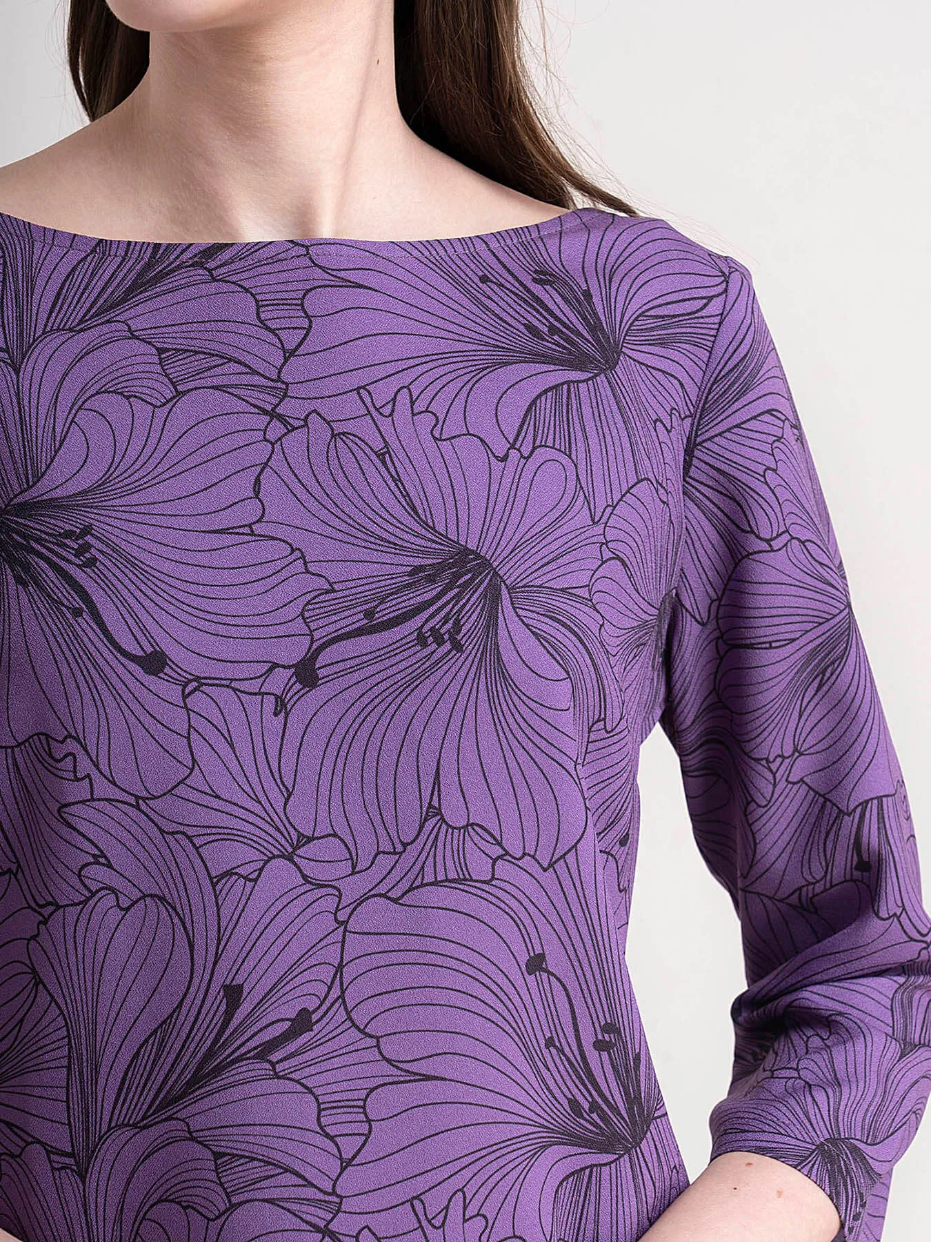 Floral Print Shift Dress - Purple
