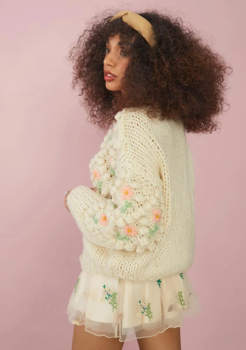 Flower Patch Knit Cardigan