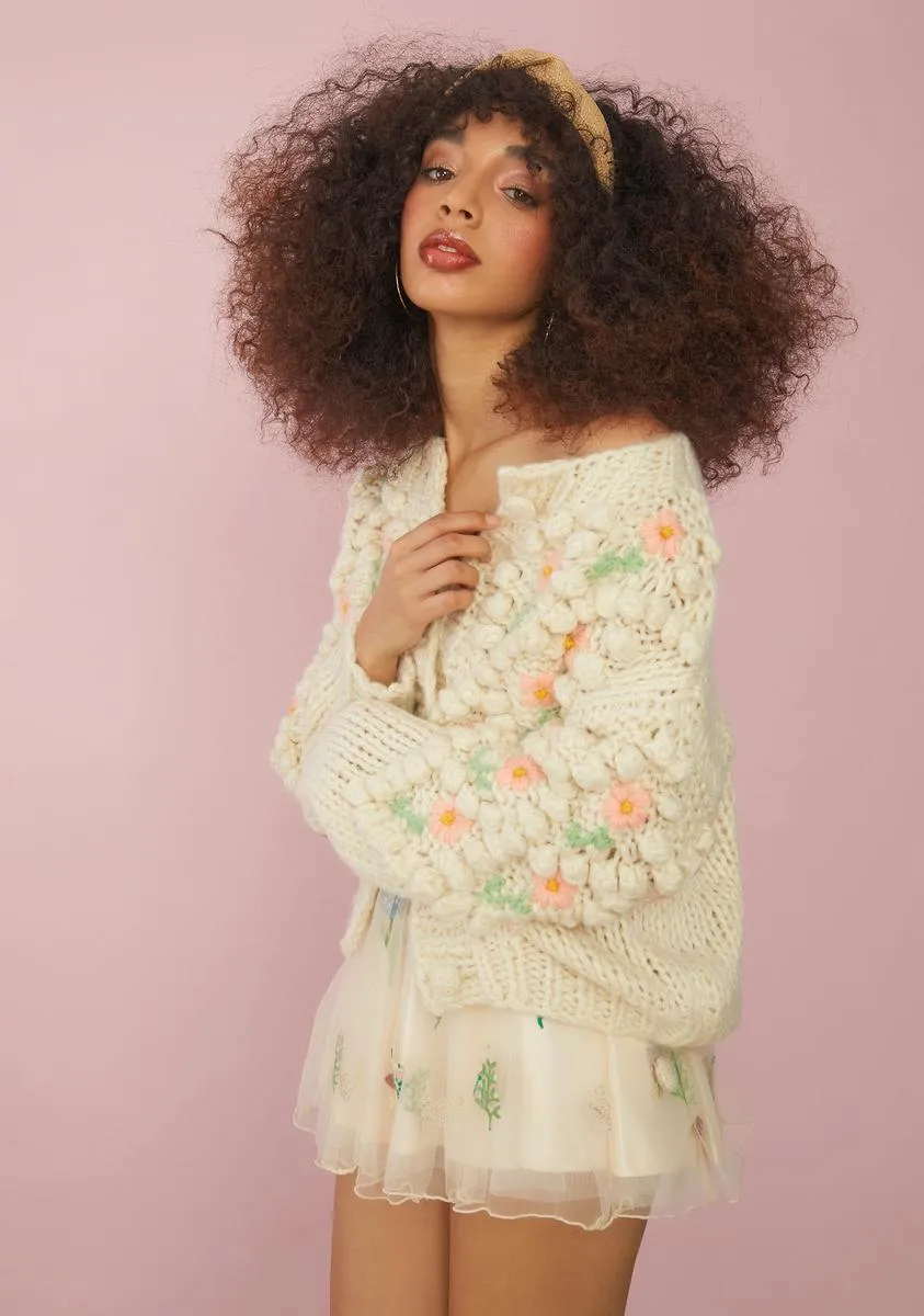 Flower Patch Knit Cardigan