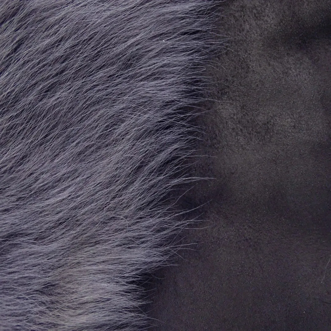 Grey 3/4 Length Women's Suede Luxury Toscana Sheepskin Coat