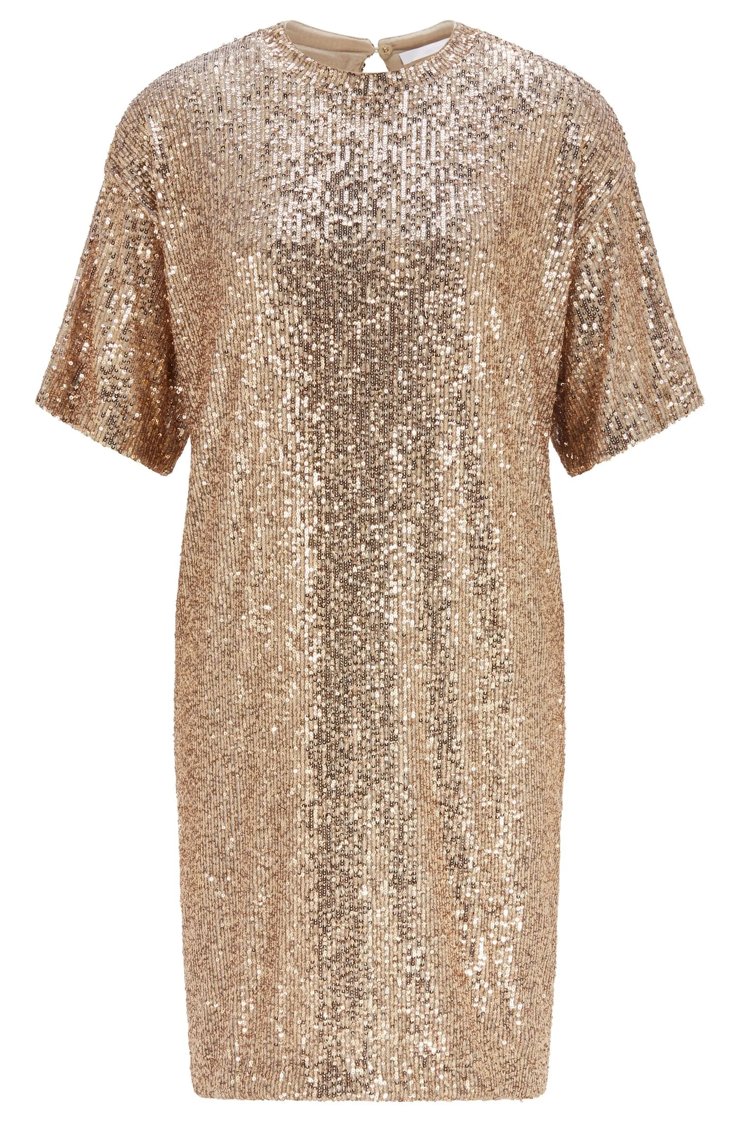HUGO BOSS Women's Gold Sequined Shift Dress