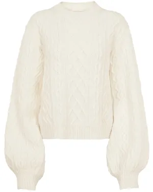 Iconic Milk Balloon Sleeve Cable Knit Sweater