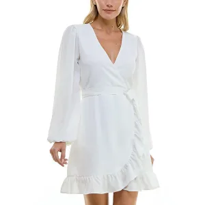 Jolt Womens Juniors Faux Wrap Mini Cocktail And Party Dress