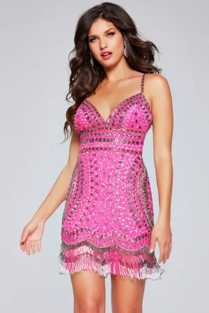 Jovani - 39706 - Sequined Fringe Cocktail Dress