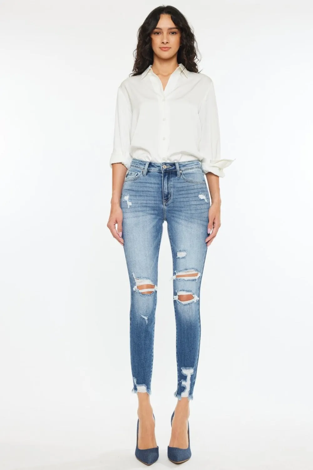 Kancan High Rise | Frayed Ankle Skinny Jeans | Rubies   Lace