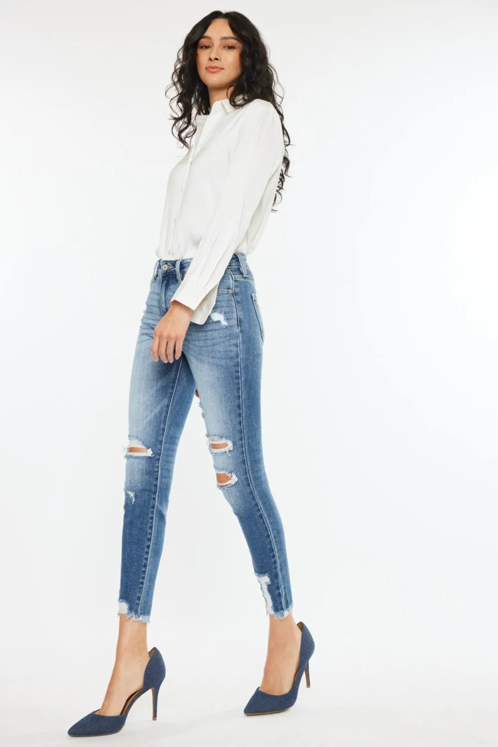 Kancan High Rise | Frayed Ankle Skinny Jeans | Rubies   Lace