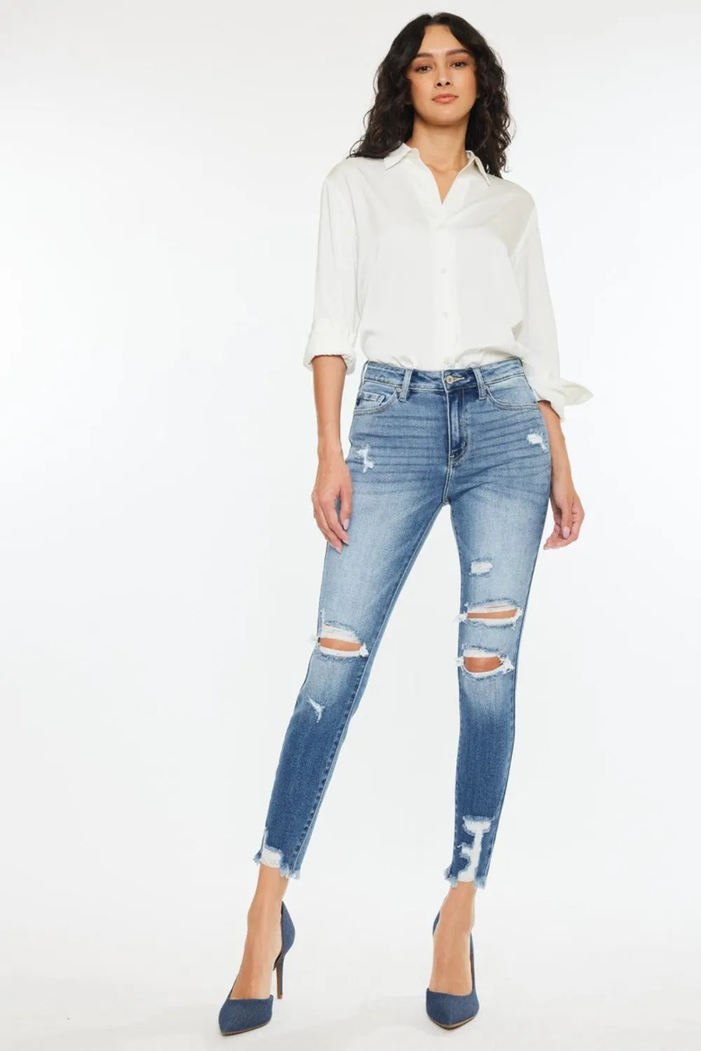 Kancan High Rise | Frayed Ankle Skinny Jeans | Rubies   Lace