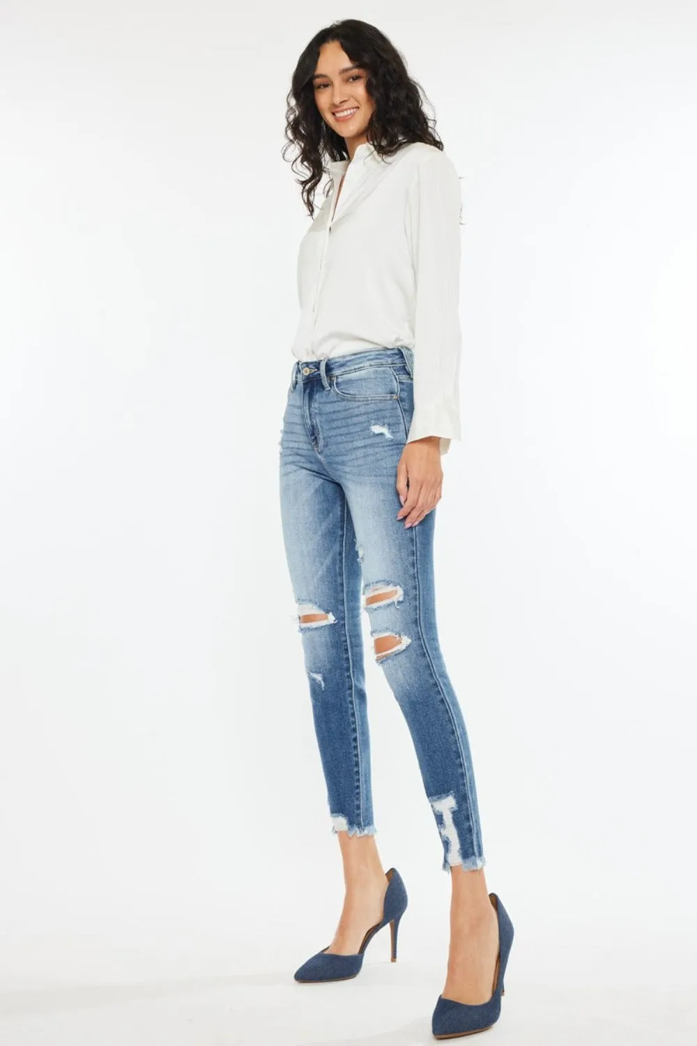 Kancan High Rise | Frayed Ankle Skinny Jeans | Rubies   Lace