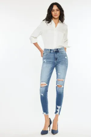 Kancan High Rise | Frayed Ankle Skinny Jeans | Rubies   Lace