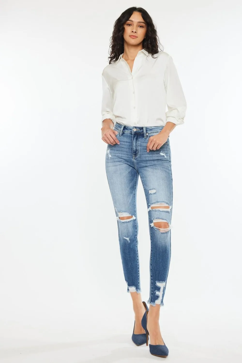 Kancan High Rise | Frayed Ankle Skinny Jeans | Rubies   Lace