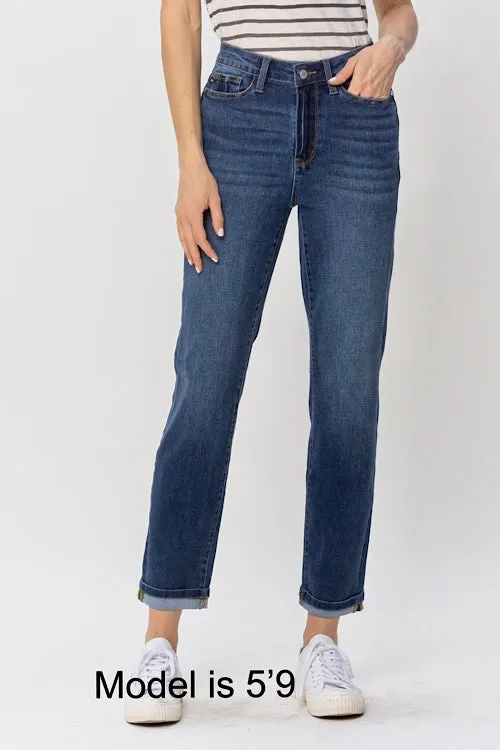 Meg - Judy Blue Cool Denim Cuffed Boyfriend Jeans